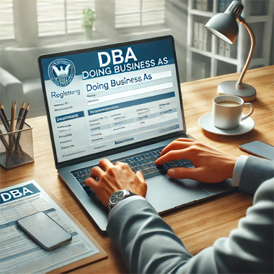 Man Registering Fictitious Business Name (DBA) Online