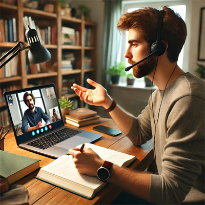 Man Teaching Online Class from Home